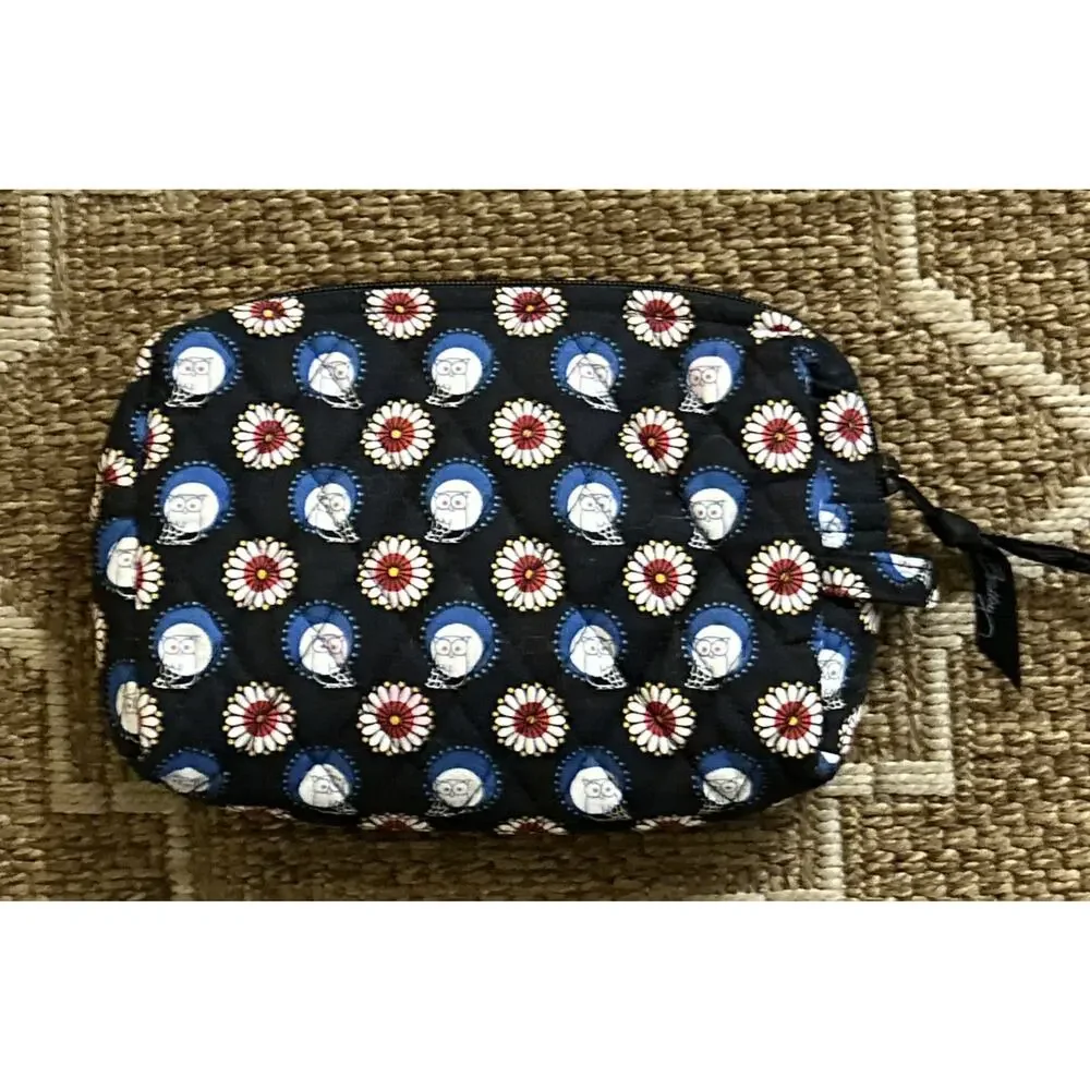 Vera Bradley Cosmetic Bag, Night Owl Pattern, Pre-Owned, Excellent